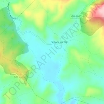 Mappa topografica Atravesada, altitudine, rilievo