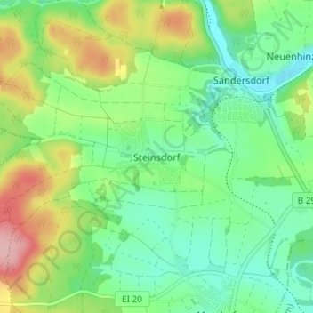 Mappa topografica Steinsdorf, altitudine, rilievo