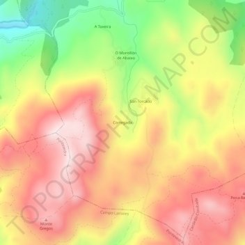 Mappa topografica Cortegada, altitudine, rilievo