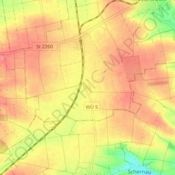 Mappa topografica Seligenstadt, altitudine, rilievo