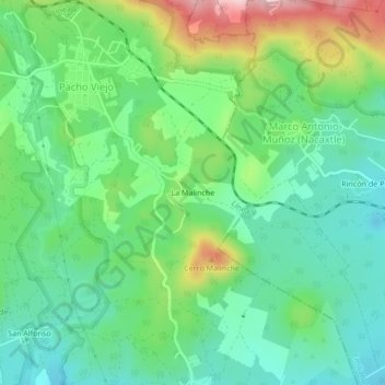 Mappa topografica La Malinche, altitudine, rilievo