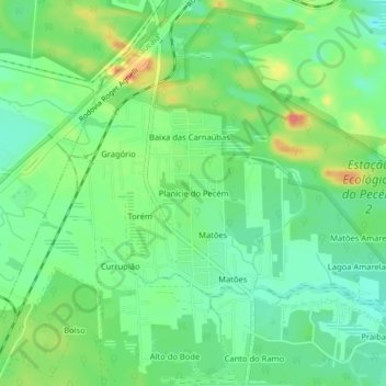 Mappa topografica Planície do Pecém, altitudine, rilievo