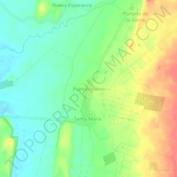 Mappa topografica Pueblo Nuevo, altitudine, rilievo