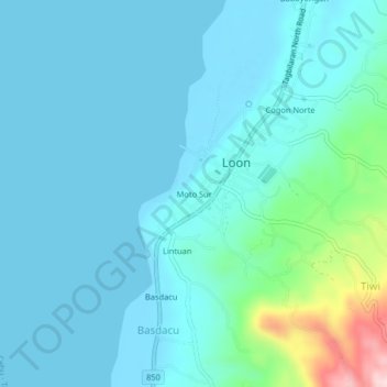 Mappa topografica Moto Sur, altitudine, rilievo