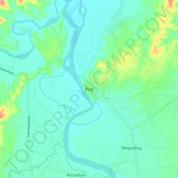 Mappa topografica Piat, altitudine, rilievo