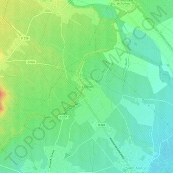 Mappa topografica Le Somail, altitudine, rilievo