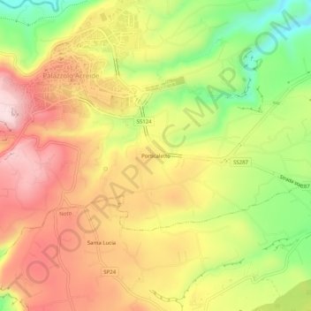 Mappa topografica Porticaletto, altitudine, rilievo