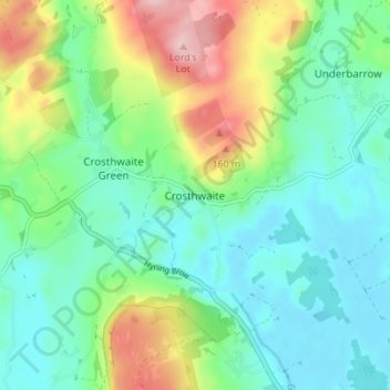 Mappa topografica Crosthwaite, altitudine, rilievo