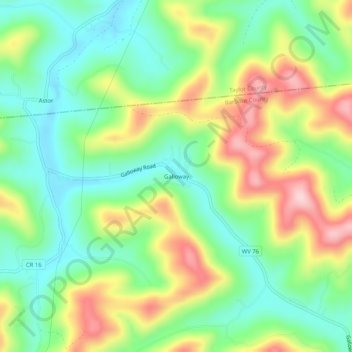 Mappa topografica Galloway, altitudine, rilievo