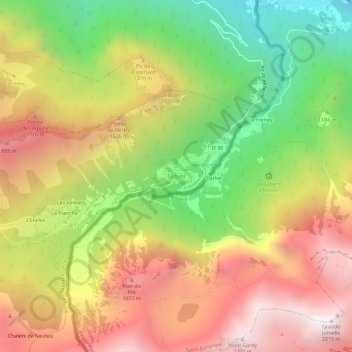 Mappa topografica Novel, altitudine, rilievo