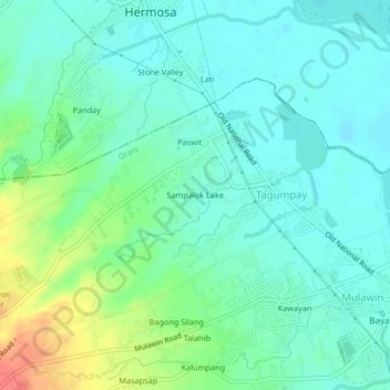 Mappa topografica Sampalok Lake, altitudine, rilievo