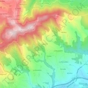 Mappa topografica La Glacière, altitudine, rilievo