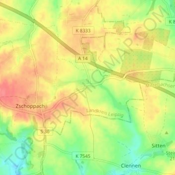 Mappa topografica Draschwitz, altitudine, rilievo
