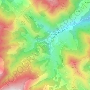 Mappa topografica Perteguet, altitudine, rilievo