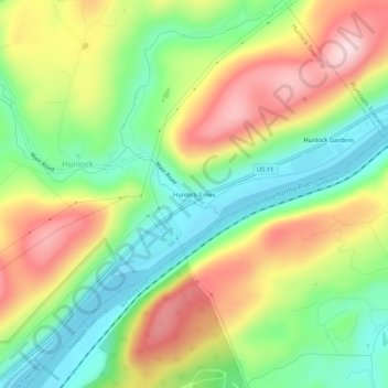 Mappa topografica Hunlock Creek, altitudine, rilievo