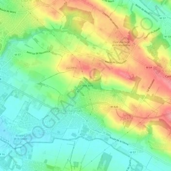 Mappa topografica Le Petit Bois, altitudine, rilievo