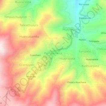 Mappa topografica Pampamarca, altitudine, rilievo