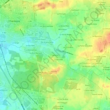 Mappa topografica Soeuvres, altitudine, rilievo