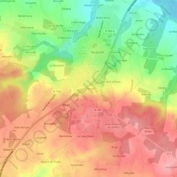 Mappa topografica Lamboux, altitudine, rilievo