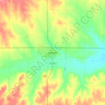 Mappa topografica Jetmore, altitudine, rilievo