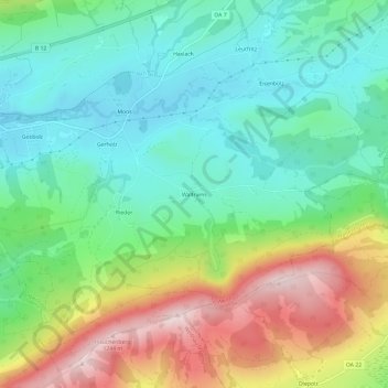 Mappa topografica Waltrams, altitudine, rilievo