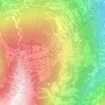 Mappa topografica Les Collons, altitudine, rilievo