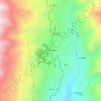 Mappa topografica Huamparan, altitudine, rilievo