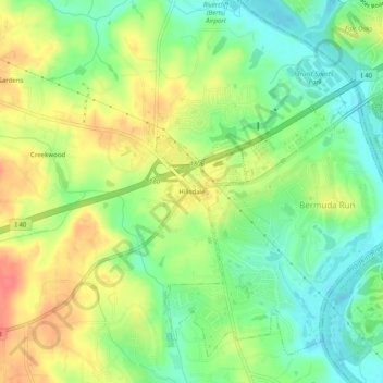 Mappa topografica Hillsdale, altitudine, rilievo
