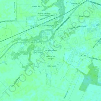 Mappa topografica Chapell Gardens, altitudine, rilievo
