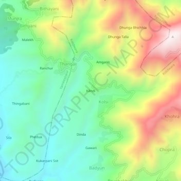 Mappa topografica Kāndi, altitudine, rilievo