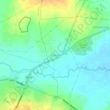 Mappa topografica Pitapali, altitudine, rilievo