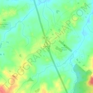 Mappa topografica Pineview, altitudine, rilievo