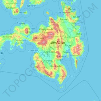 Mappa topografica North Cotabato, altitudine, rilievo