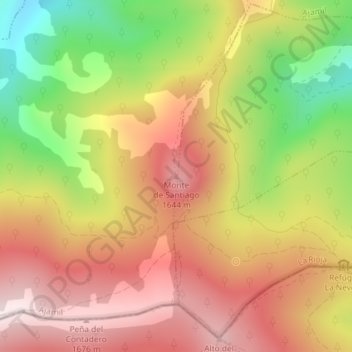 Mappa topografica Monte de Santiago, altitudine, rilievo