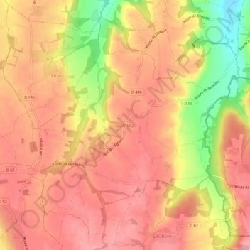 Mappa topografica Lombia, altitudine, rilievo