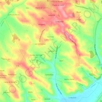 Mappa topografica La Rigné, altitudine, rilievo