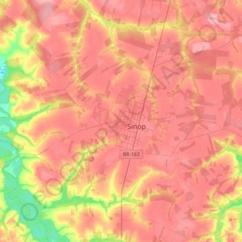 Mappa topografica Sinop, altitudine, rilievo