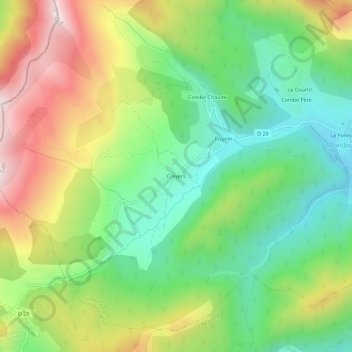 Mappa topografica Creyers, altitudine, rilievo