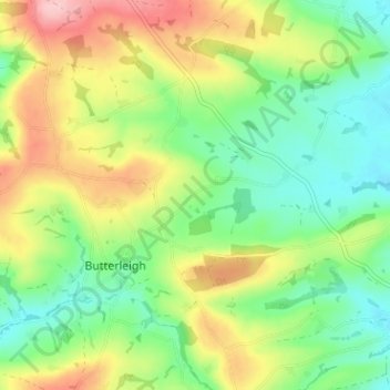 Mappa topografica East Butterleigh, altitudine, rilievo