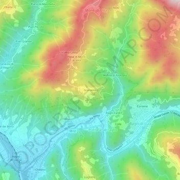 Mappa topografica Granaiola, altitudine, rilievo