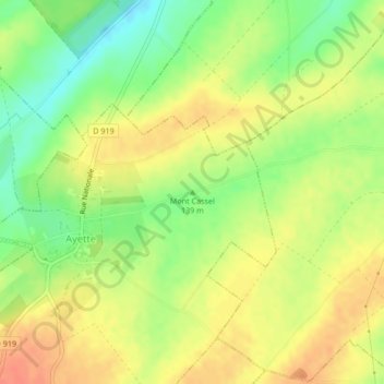 Mappa topografica Mont Cassel, altitudine, rilievo