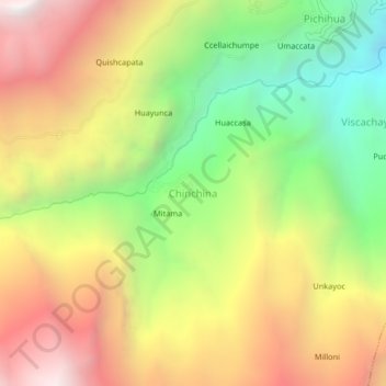 Mappa topografica Chinchina, altitudine, rilievo