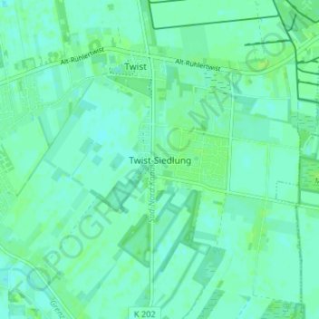 Mappa topografica Twist-Siedlung, altitudine, rilievo