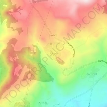 Mappa topografica Yolüstü, altitudine, rilievo