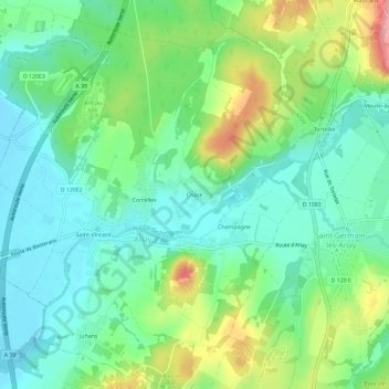 Mappa topografica Chaze, altitudine, rilievo