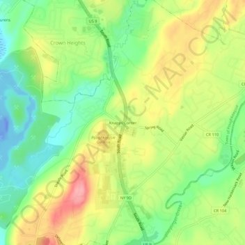 Mappa topografica Knapps Corner, altitudine, rilievo