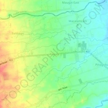 Mappa topografica Alupay, altitudine, rilievo