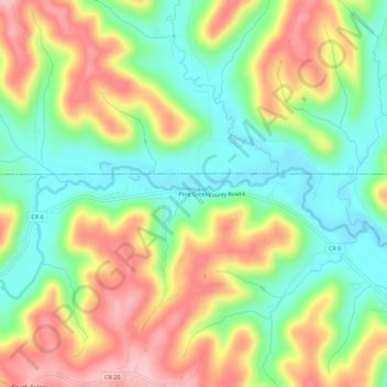 Mappa topografica Pine Creek, altitudine, rilievo