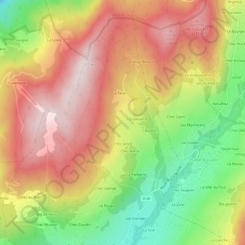 Mappa topografica Les Zys, altitudine, rilievo