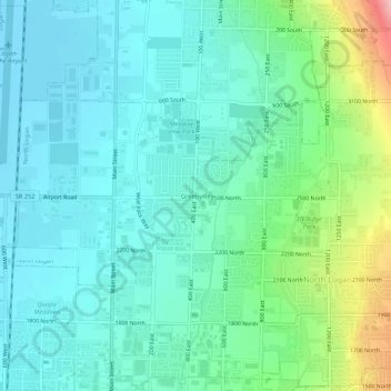 Mappa topografica Greenville, altitudine, rilievo
